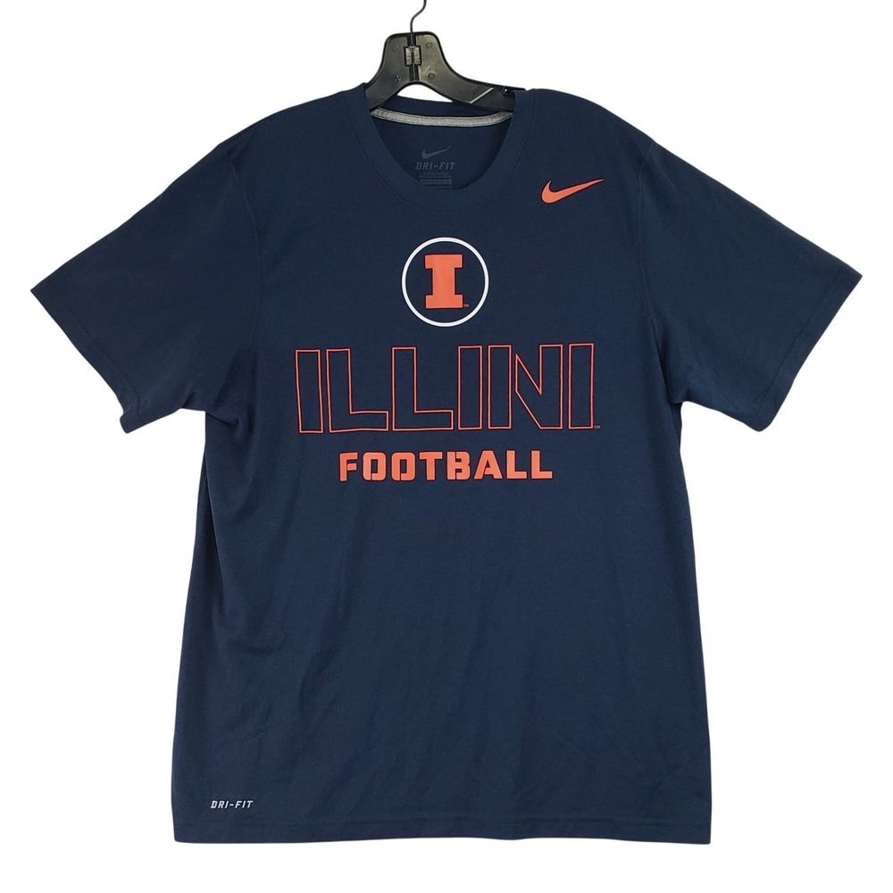 Illinois Fighting Illini Nike Dri-FIT T-Shirt Mens M Navy NCAA Football Fan Gear